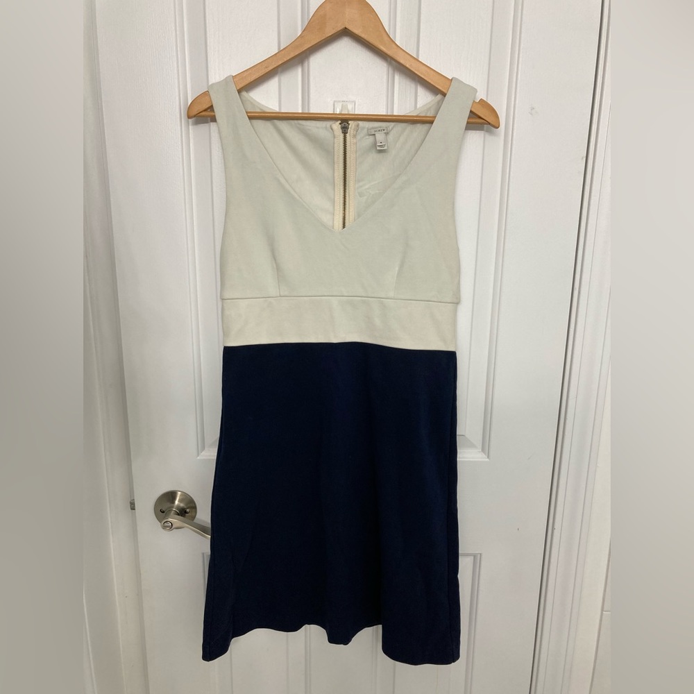 J Crew Cream and Navy Colour Block Dress